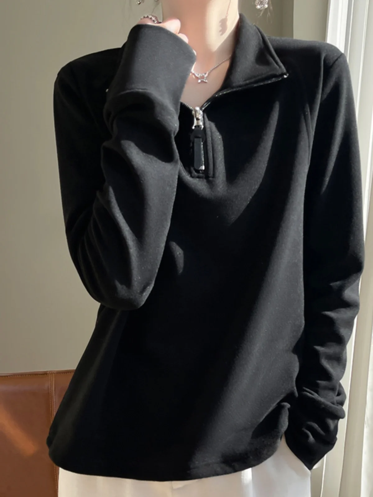 Двусторонняя нижняя рубашка Dralon женская внутренняя одежда воротник-стойка