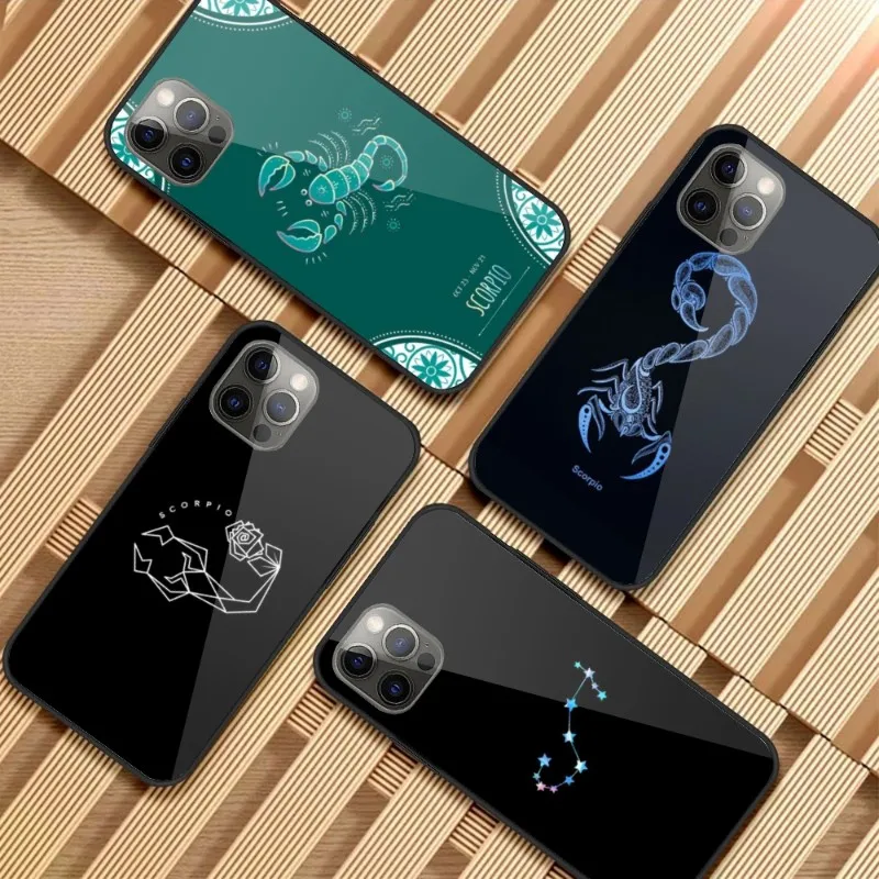 

Scorpio Astrology Zodiac Phone Case for iPhone 14 13 12 11 XS X 8 7 6 Plus Mini Pro Max SE 2022 PC Glass Cover Funda Shell