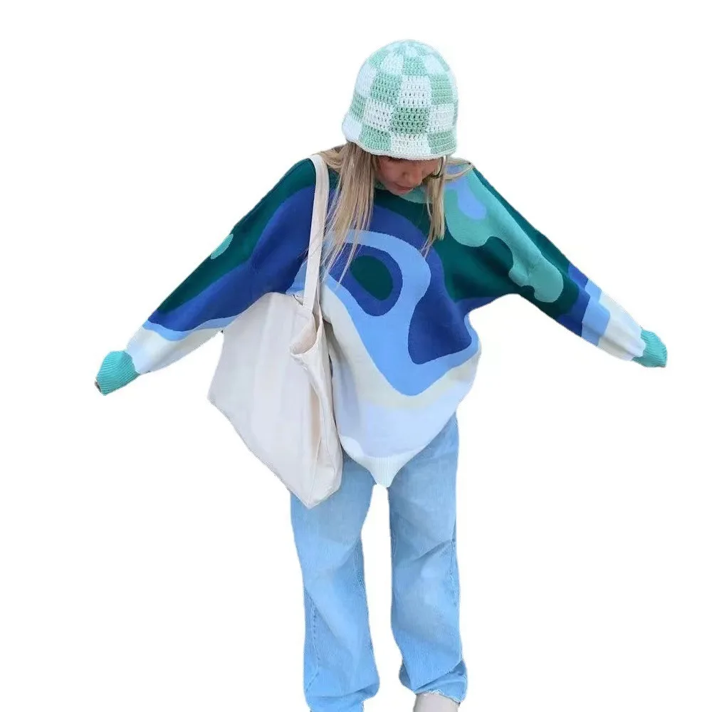 

Женский модный свободный свитер с принтом Ван Гога унисекс, Осенний теплый пуловер для пар, Модный повседневный джемпер с круглым вырезом д...