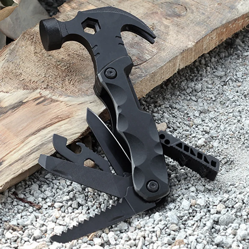 

1PC Multi-function claw hammer 2CR13 Aluminum pliers portable outdoor tool set knife small saw bottle opener home repair kit