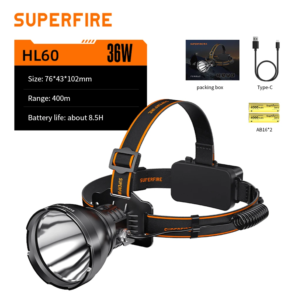 

SUPERFIRE HL60 налобный фонарь 2500 люмен