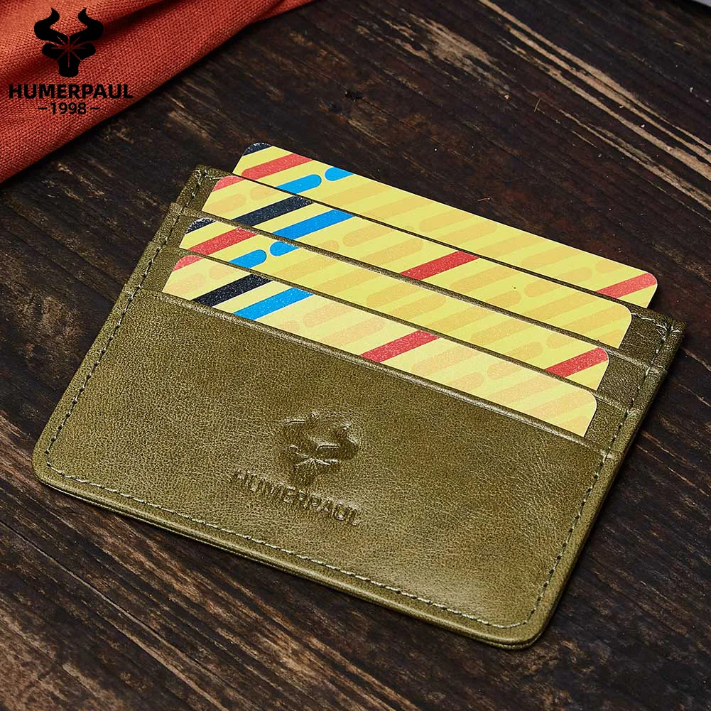 HUMEPRAUL 100% натуральная кожа тонкий кошелек для карт мужчин вместительный чехол с