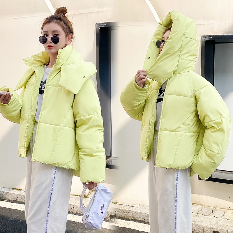 Winter Jacket Women's Jacket Women's Warm Fashion Candy Color Jacket Long Thick Parka Coat Korean Loose Hooded Jacket 2022 New
