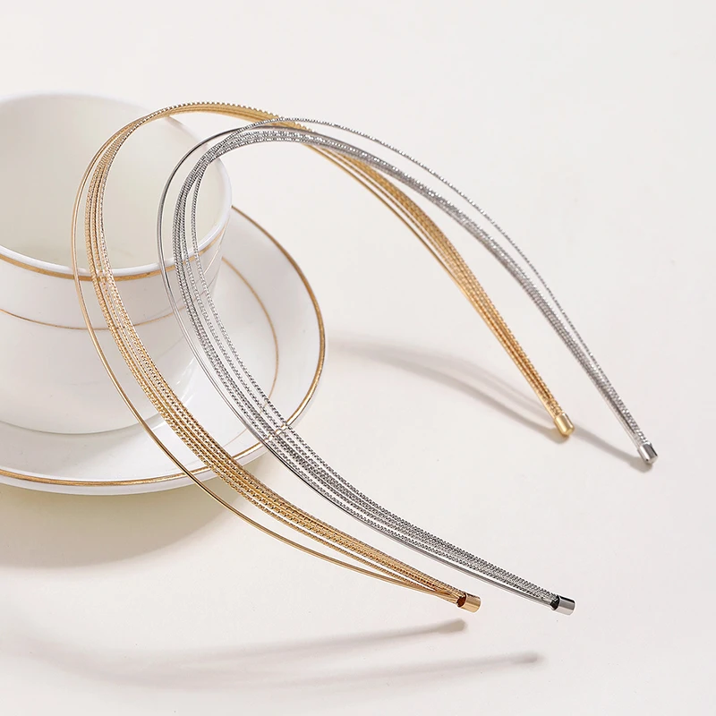 

1PC Multi-Layer Gold Hair Hoop Women Headbands Headdress Thin Sliver Headband Wedding Dainty Party Headpiece Ladies