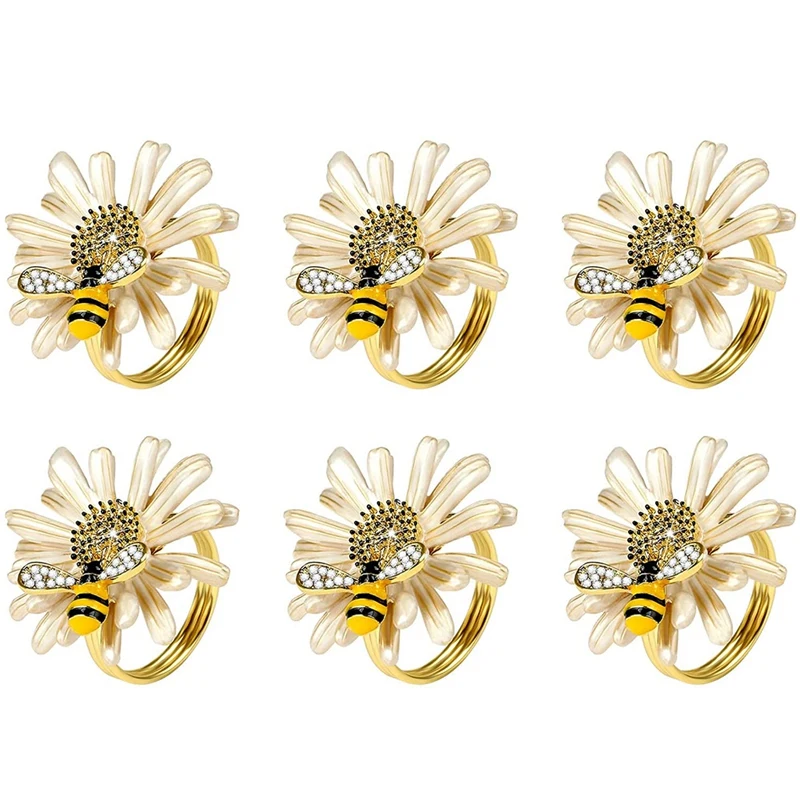 

Набор из 6 Соединенных колец для салфеток, золотые кольца для салфеток в форме пчелы для официального или повседневного декора обеденного стола
