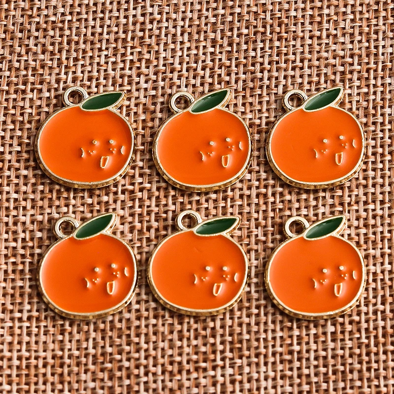 

10pcs 15x16mm Enamel Cute Fruit Orange Charms Pendants for Jewelry Making DIY Handmade Earrings Necklaces Bracelets Accessories