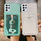 Прозрачный чехол для телефона с отделением для карт для Samsung A52 A72 A32 A12 A42 S20 FE S21 S10 Plus Note 20 Ударопрочный Мягкий чехол для задней панели