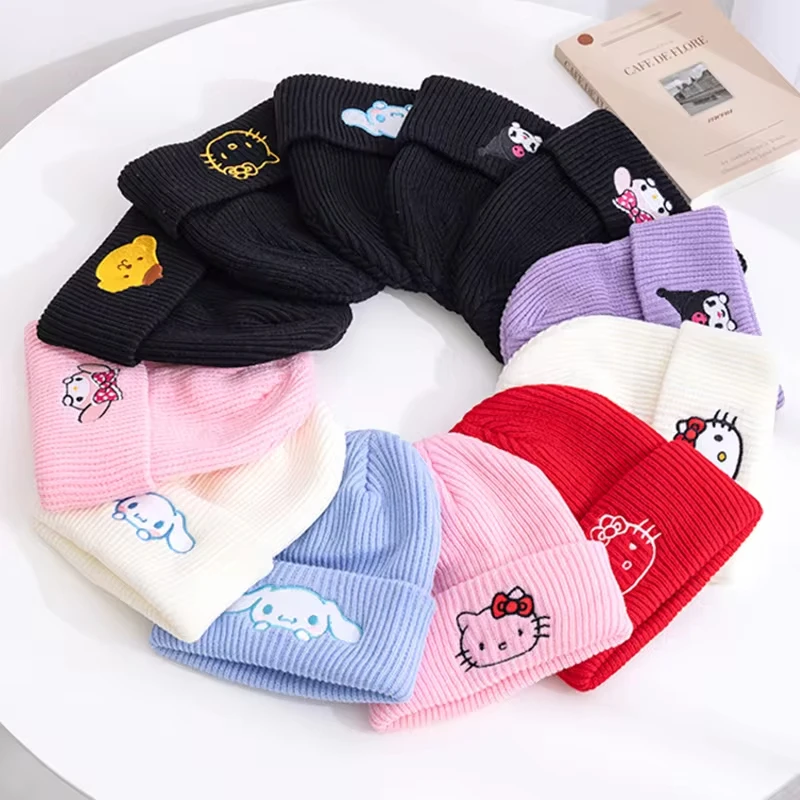 Зимняя Лидер продаж Kawaii Saniro Hello Kitty шапка-бини женская милая мультяшная шапка