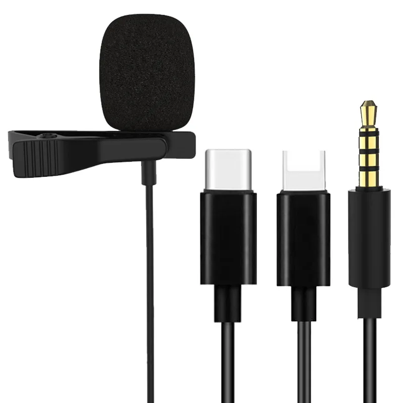 

New Wired Microphone Lapel Gaming Microphones Speaker MIC Karaoke TypeC Lighting MINI Microphone for pc cell phone youtube YS40S