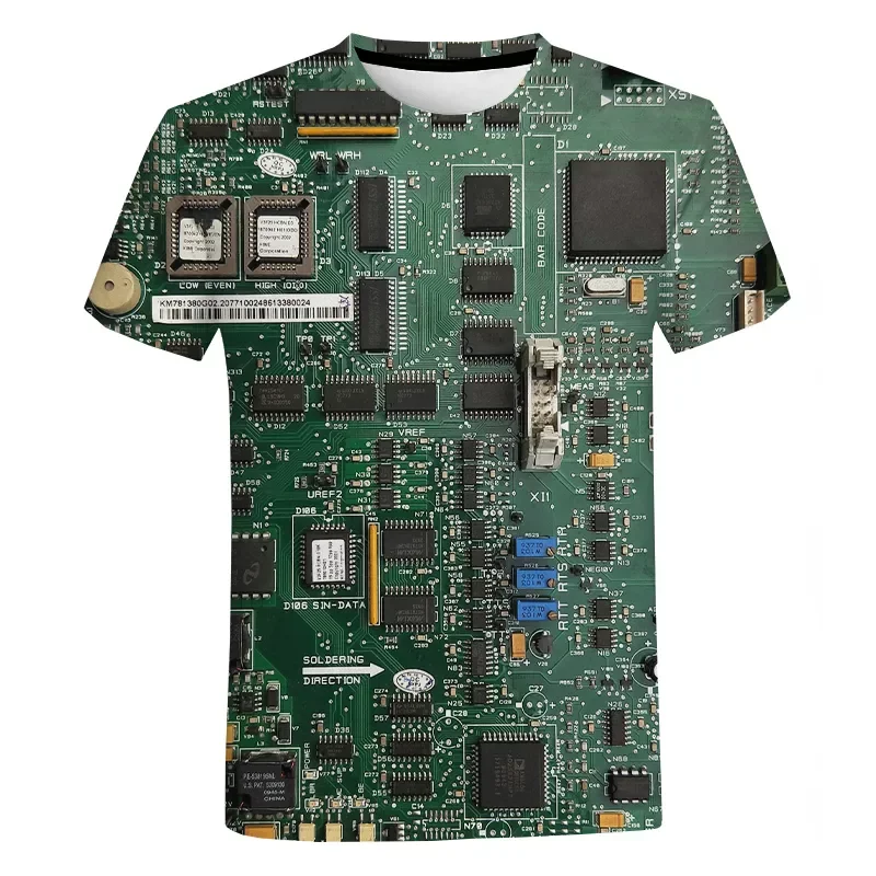

Board 3D Printed T Shirt Men Women Summer Casual Electronic Chip Short Sleeve Harajuku Streetwear T-shirt