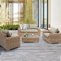 outdoor aluminum rattan balcony sofa courtyard leisure rattan table and chair four piece combination outdoor rattan sofa