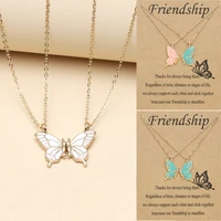 seanxiao 2pcs color butterfly clavicle chain ladies butterfly pendant necklace friendship card set necklace party jewelry gift