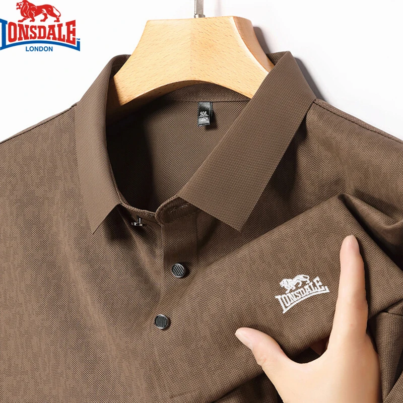 Новинка Летняя шелковая рубашка-поло с вышивкой LONSDALE мужская деловая