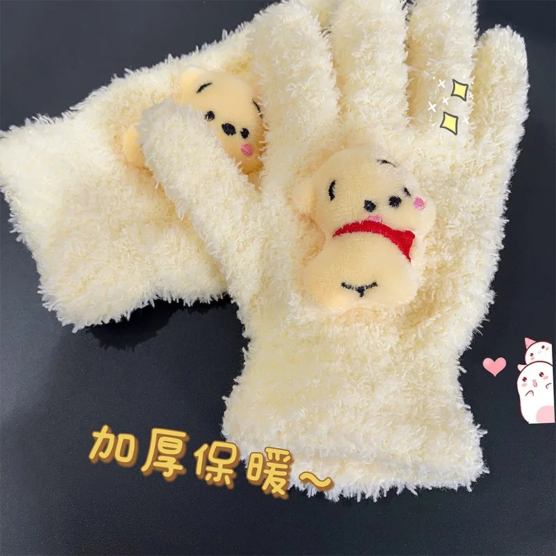 Перчатки Винни-Пух Диснея Женские Милые Мягкие Теплые Из Кораллового Флиса