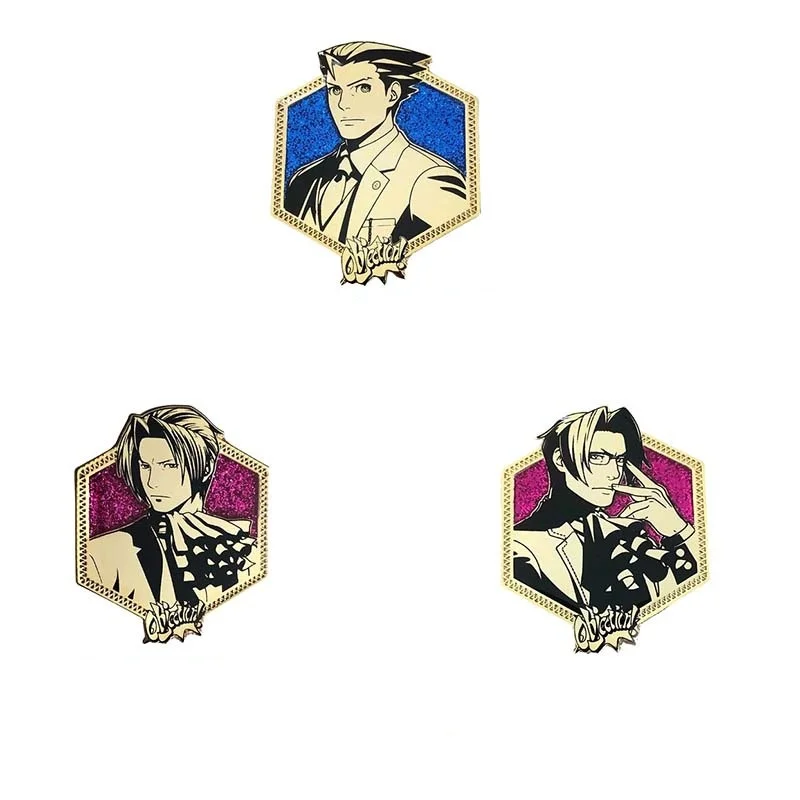Gyakuten Saiban булавки Mitsurugi Reiji брошь Naruhodou Ryuichi броши Ace Attorney аниме товары коллекция