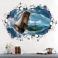 new 3d cloud sea sailing removable wall stickers bedroom living room decorative painting background poster wall decoration