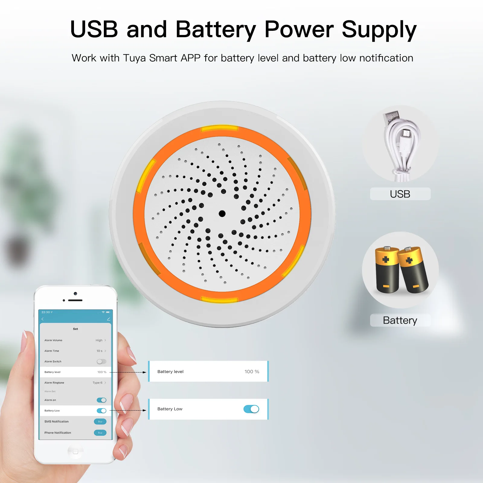 Умный датчик звука и света Tuya ZigBee/WiFi 90 дБ