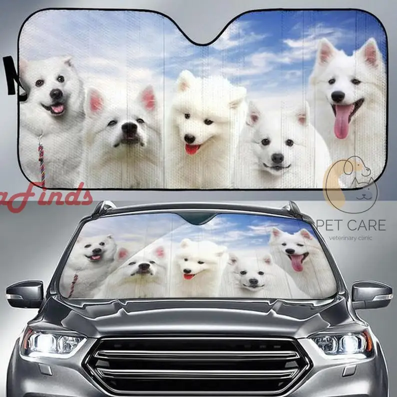 

American Eskimo Dog Car Auto Sun Shade Amazing Best Gift Ideas 2022