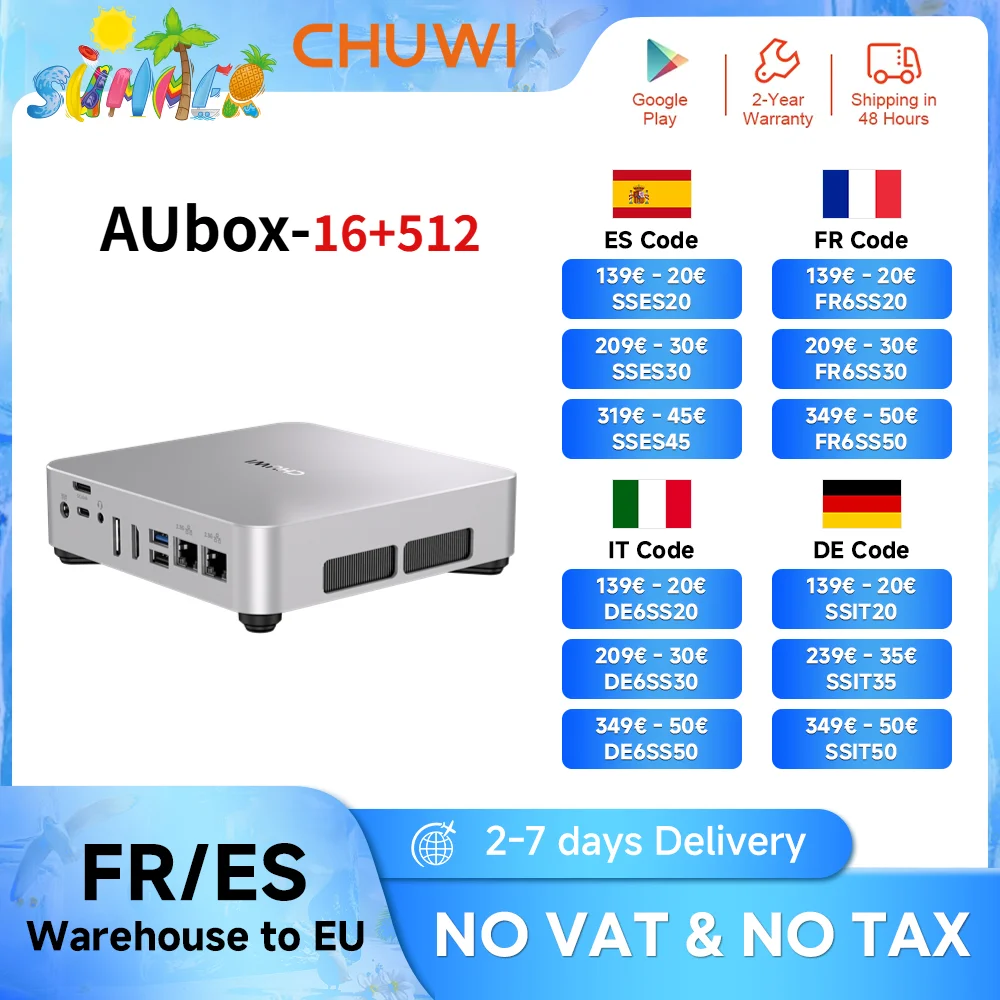 CHUWI AuBox AMD R7 8745HS Mini PC With OCulink 16GB 512GB SSD Windows 11 4K 60Hz Display WiFi 6 BT 5.1 Extend M.2 2T*2