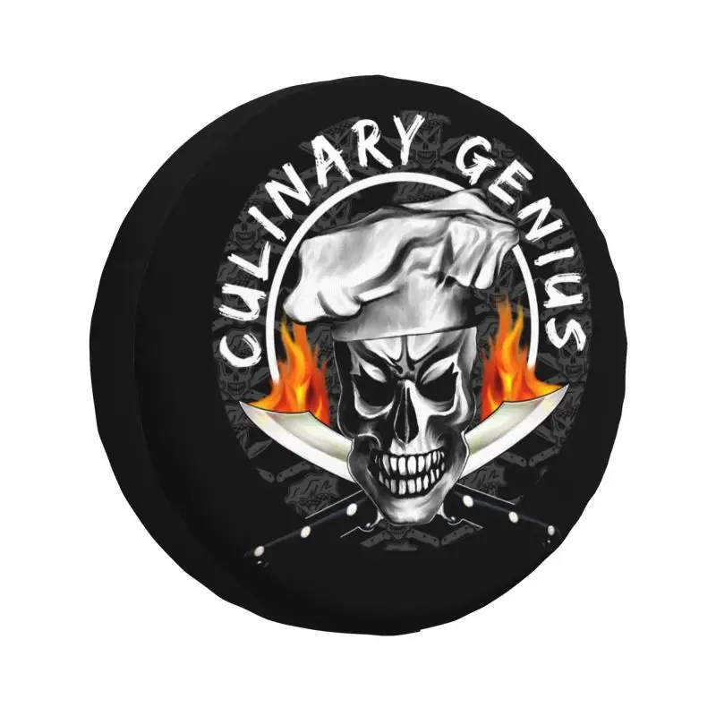 

Skull Chef Culinary Genius Spare Wheel Cover for Jeep Hummer 4x4 RV Custom Cooking Pirate Tire Protector 14" 15" 16" 17" Inch