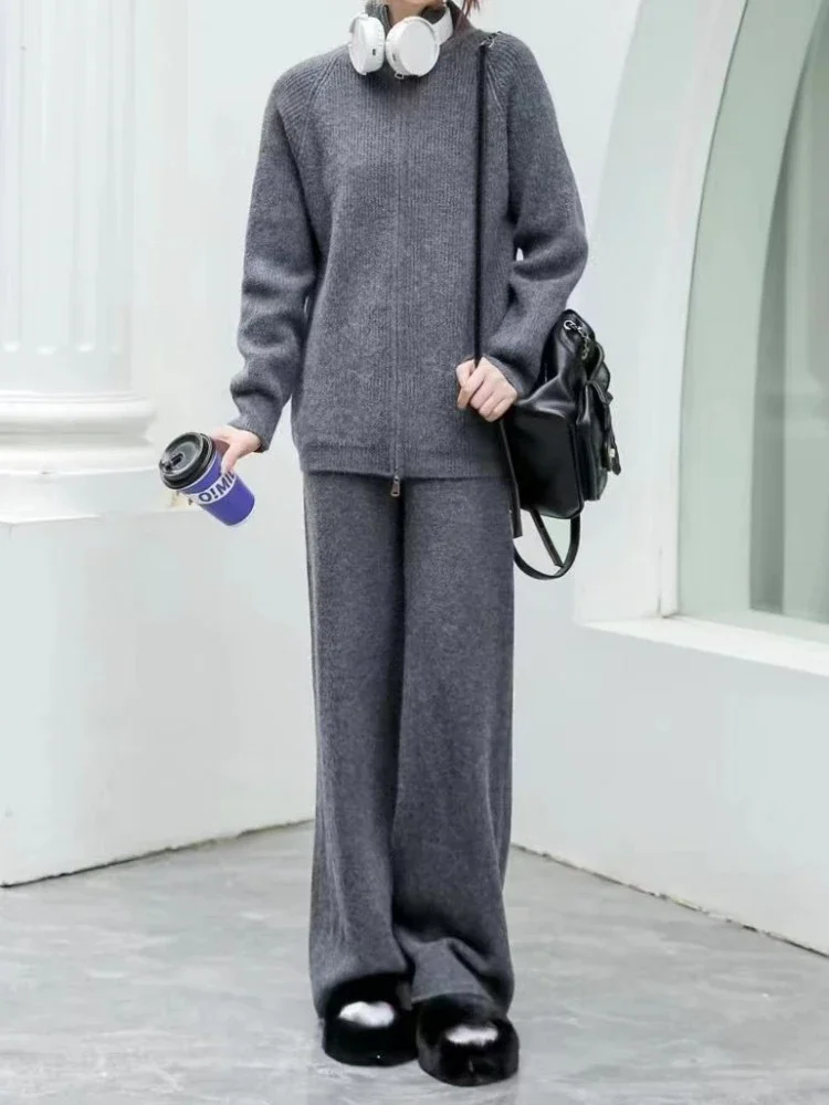 Осень/зима 2023 женская повседневная свободная трикотажная рубашка с высоким