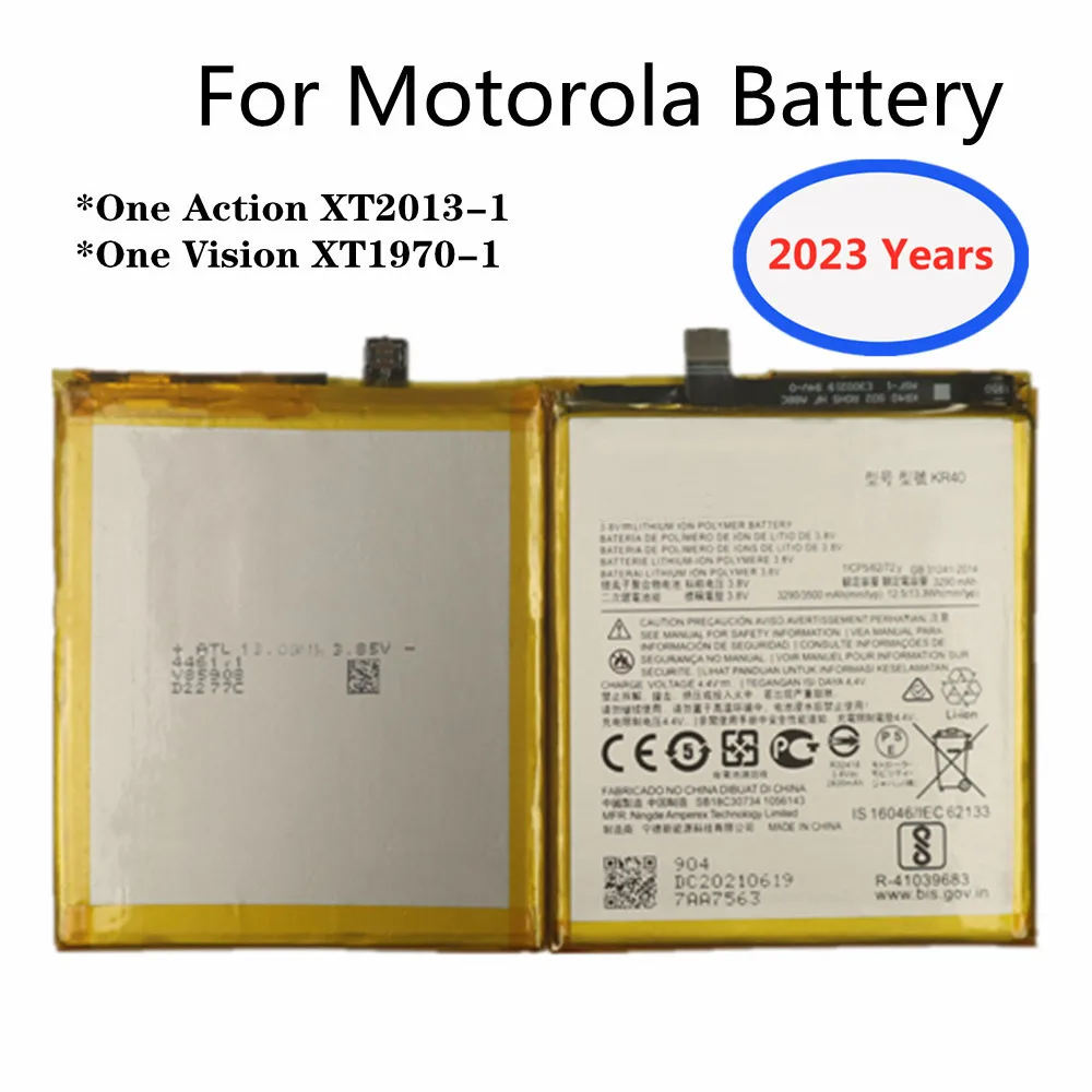 

2023 Years 100% New Phone Battery KR40 For Motorola Moto One Action XT2013-1 / One Vision XT1970-1 3500mAh Replacement Batteries