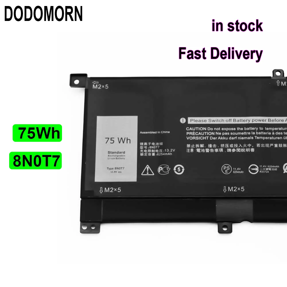 Новый аккумулятор DODOMORN 8N0T7 для Dell XPS 15 9575-D1805TS D1605TS P73F(DF13) 0TMFYT Precision 5530 2-в-1