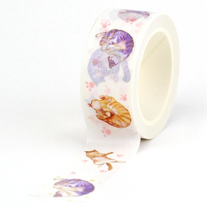 1 шт. 10 м декоративные 20 мм Широкие котята японская васи лента DIY клейкая Маскировочная лента милые канцелярские принадлежности для журналов школьные принадлежности