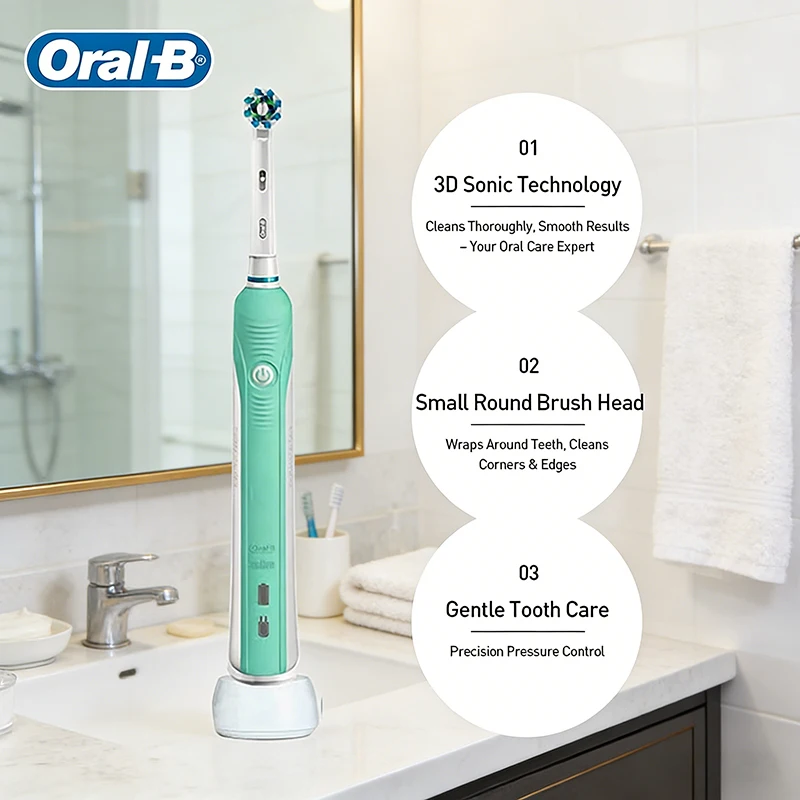Фото Электрическая зубная щетка Oral-B D16 для взрослых с портативным 2-минутным таймером, перезаряжаемая, с вращающимися мягкими щетинками для ухода за полостью рта №3