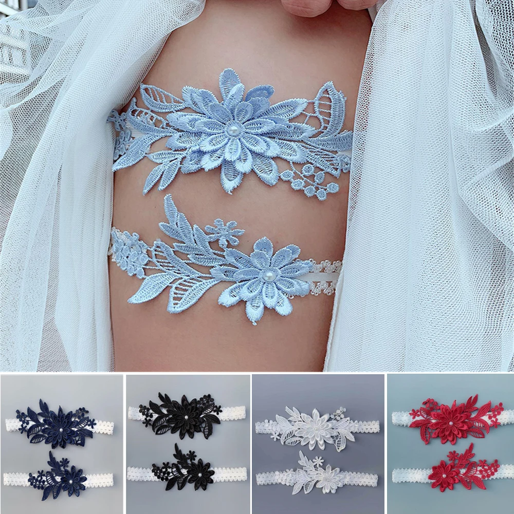 

Women Bow Leg Ring Sexy Lingerie Lace Garter Belt Leg Loop Wedding Garters Bridal Female Cosplay Thigh Ring Stocking Belt 2 Pcs