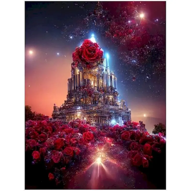 

GATYZTORY Painting By Number Flower Castle Oil Picture Drawing On Canvas With Frame DIY Adults Kit Coloring By Number Decor