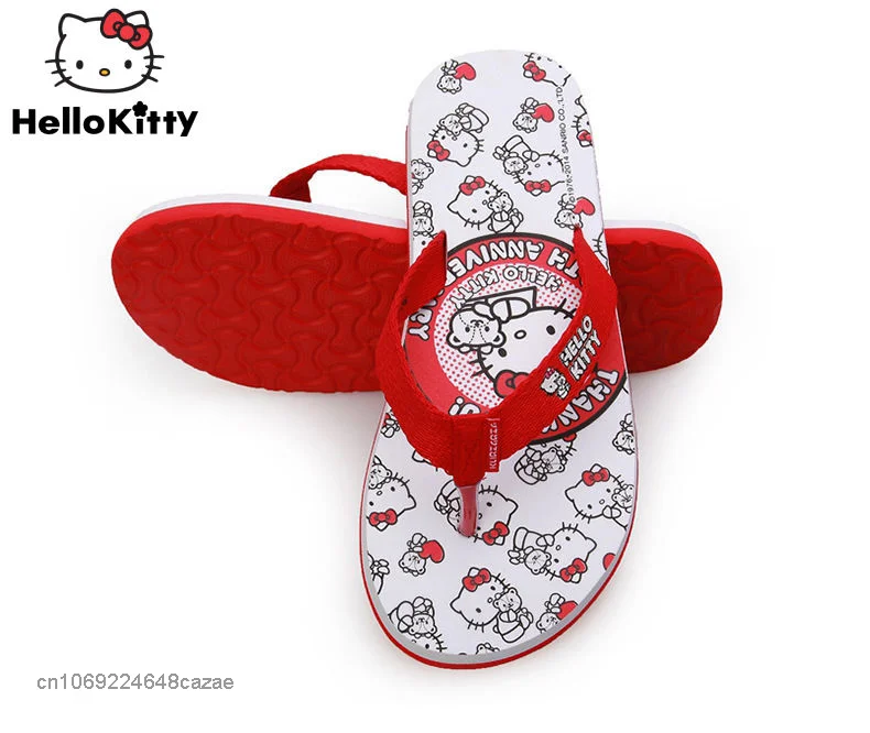 

Sanrio Hello Kitty Cute Cartoon Flip Flops Korean Version Student Sweet Home Slippers Y2k Soft Bottom Non Slip Shoes For Women