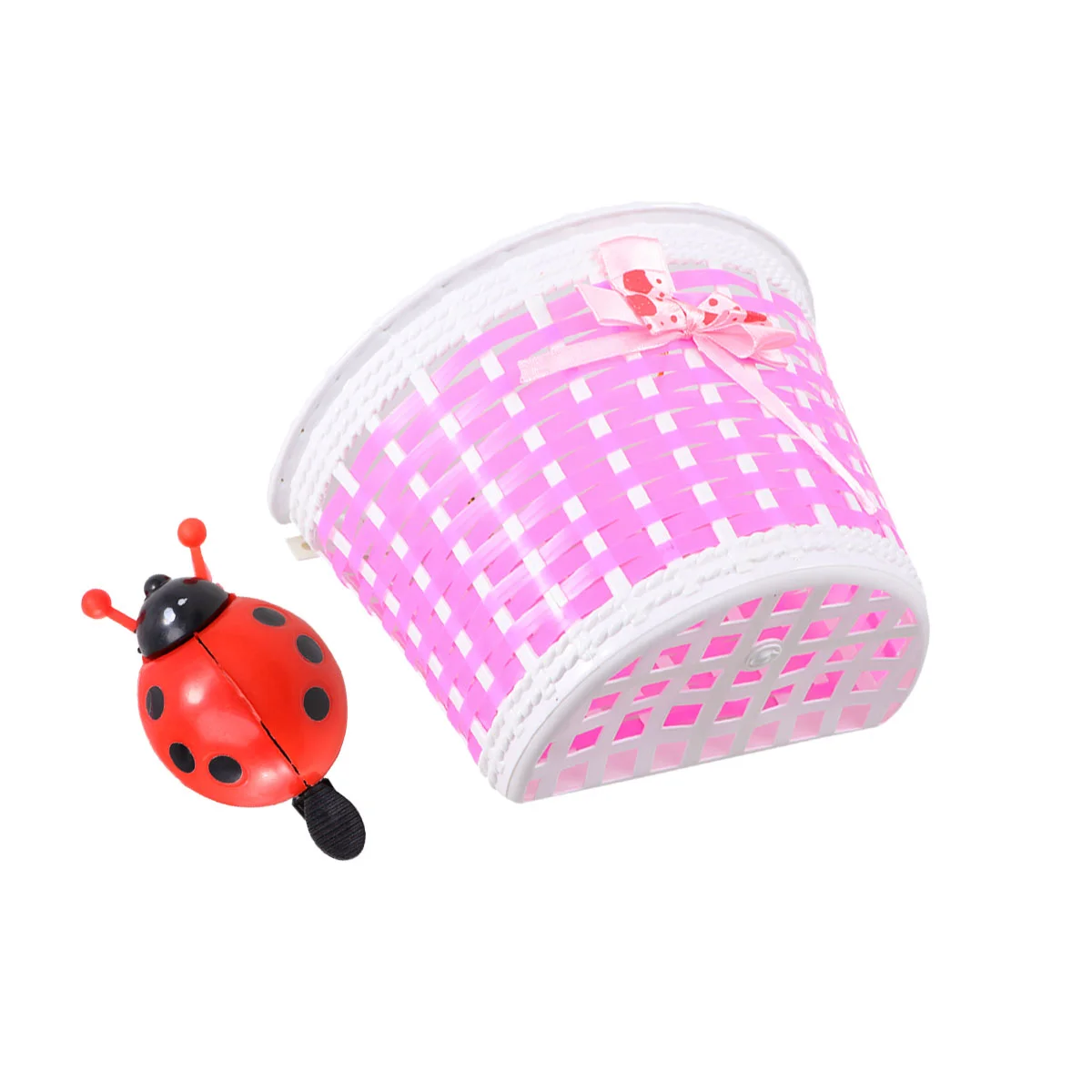 

Scooter Basket Children Bike Basket Knitted Knot Front Bag(Small,Pink Basket, Color Randomization Car Bell)