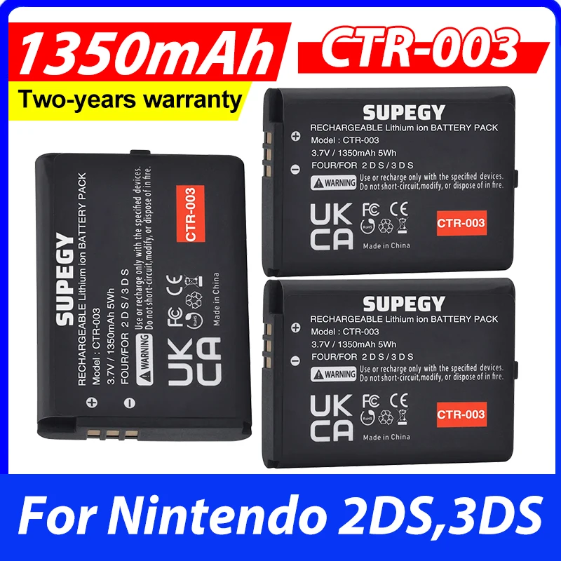 Фото 4 аккумулятора 1350 мАч CTR 003 CTR-003 для беспроводных контроллеров Nintendo 2DS, 3DS, 2DS XL CTR-A-AB №1