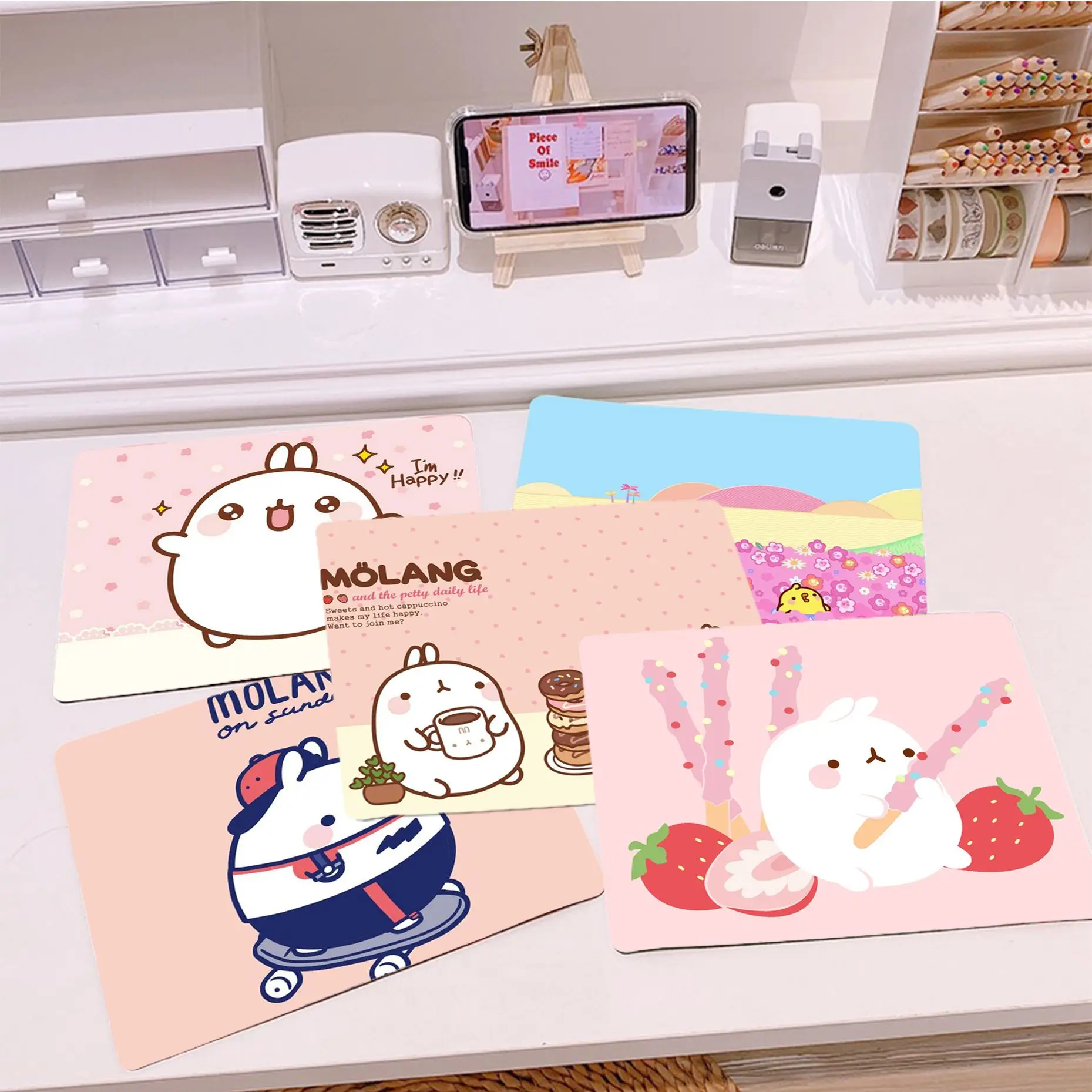 

Cute Molang Custom Skin Gaming Mouse Pad Gamer Desk Mat Keyboard Pad Decoration Mause Pad Padmouse Desk Play Mats