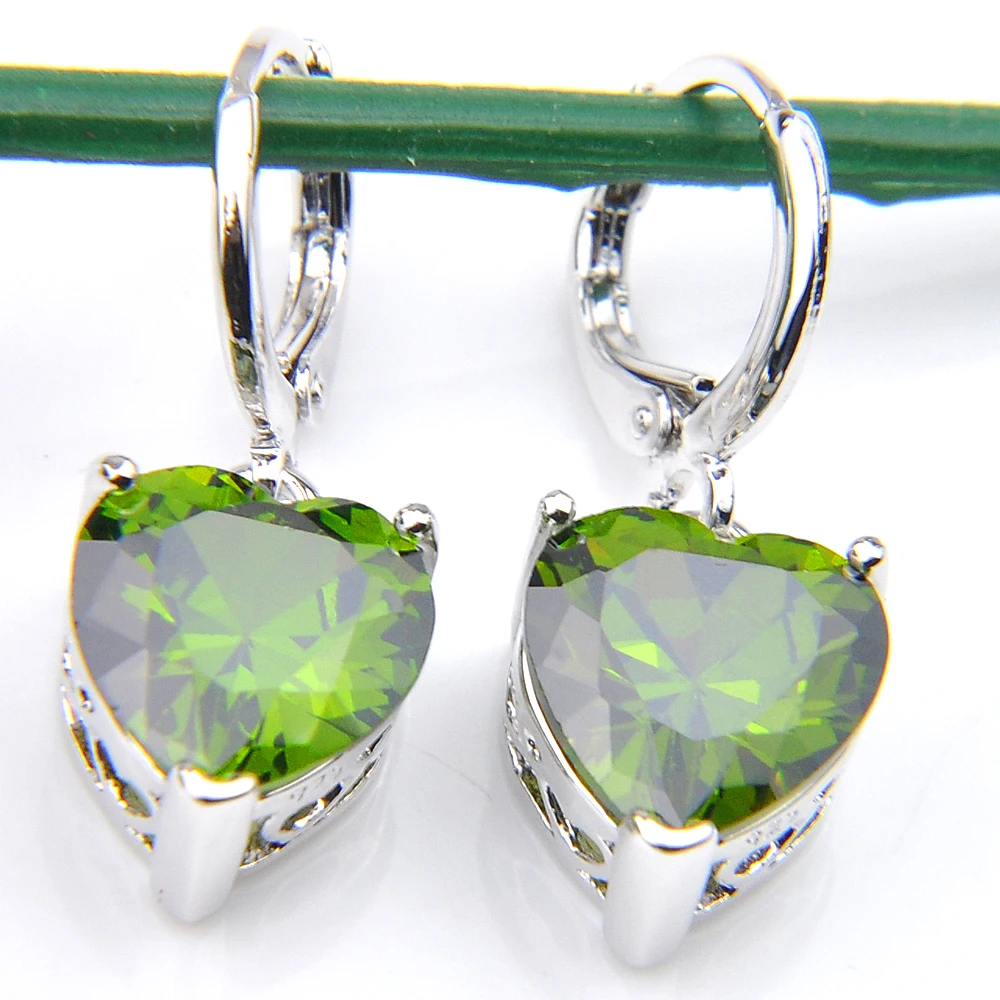 Фото Серебряные серьги-подвески Luckyshine Classic с ониксом, морганитом, перидотом, гранатом, белым, розовым и синим топазом №3