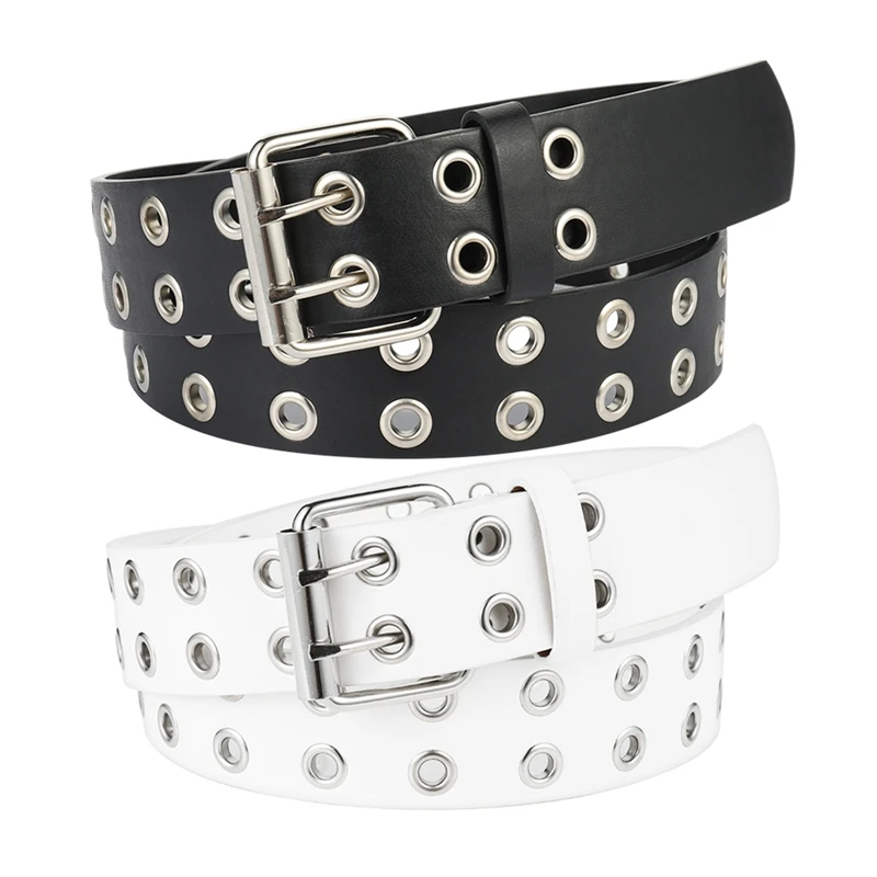 

Belt Unisex Hollow Out Small Holes Belts Imitation Leather Pants Decorative Belt Double Row Hollow Out Wide Waist Belts