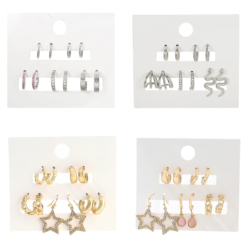 

Vintage Gold Color Earrings Set Geometry Hoop Earrings For Women Simple Round Fashion Party Jewelry New