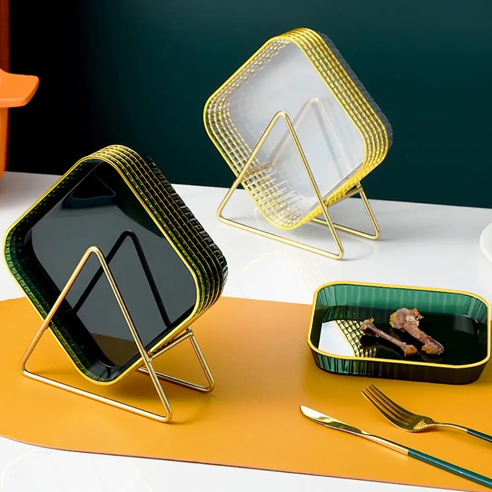 

2022 Home Spit Bone Dish Heightened Non-slip Fruit Tray Trash Tray Square Small Plate Tableware Set With Storage Base