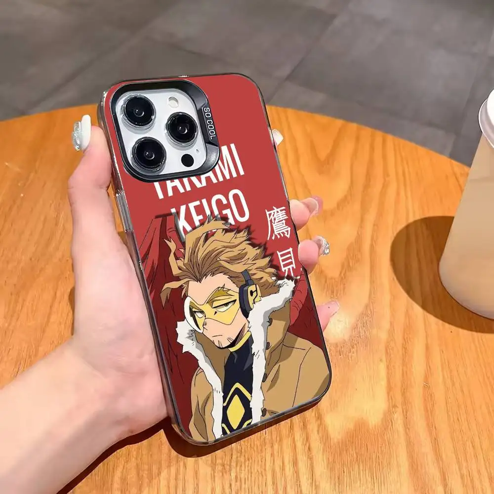 Фото Чехол для телефона Anime MHA Hawks BNHA для iPhone 17, 16, 15, 14, 13, 12, 11, Pro, MAX, белый матовый, противоударный №2