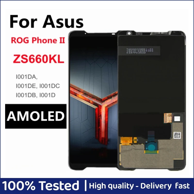 

ЖК-дисплей 6,59 дюйма AMOLED для Asus _ i001de ROG Phone 2 Phone II ZS660KL, экран + сенсорная панель, дигитайзер для Asus ZS660KL LCD