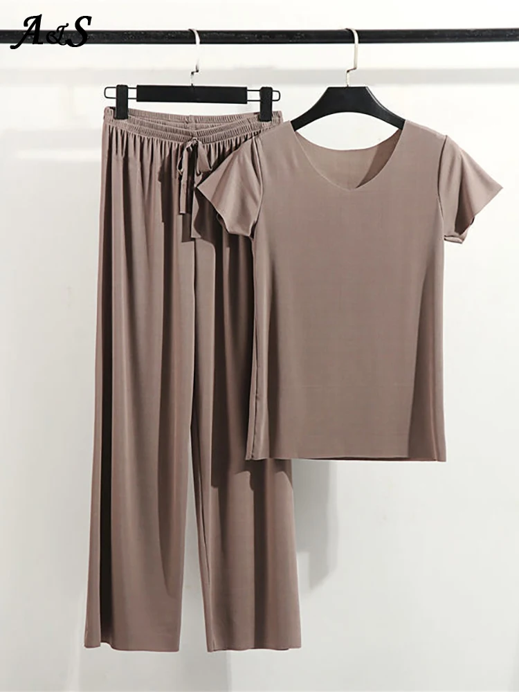 Female Home Clothes 2 Pieces Set Lady Home Suit Summer Women Lounge Wear Autumn Loose Homewear Suit for Women Pajamas Pants Set