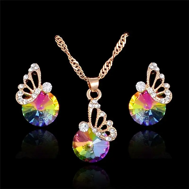 

European and American creative Butterfly Earrings Necklace Jewelry Set