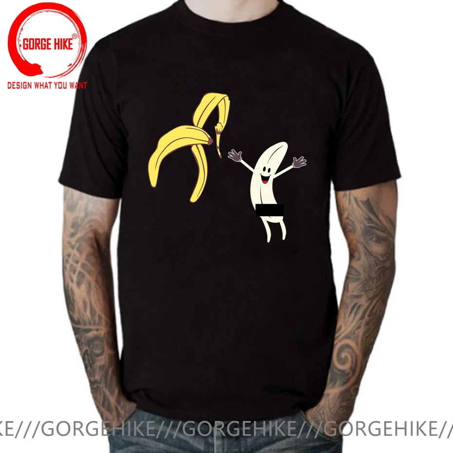 

Men's Banana Disrobe Funny Design Print T-shirt Summer Humor Joke Hipster T-Shirt White Casual T Shirt Outfits Streetwear TShirt