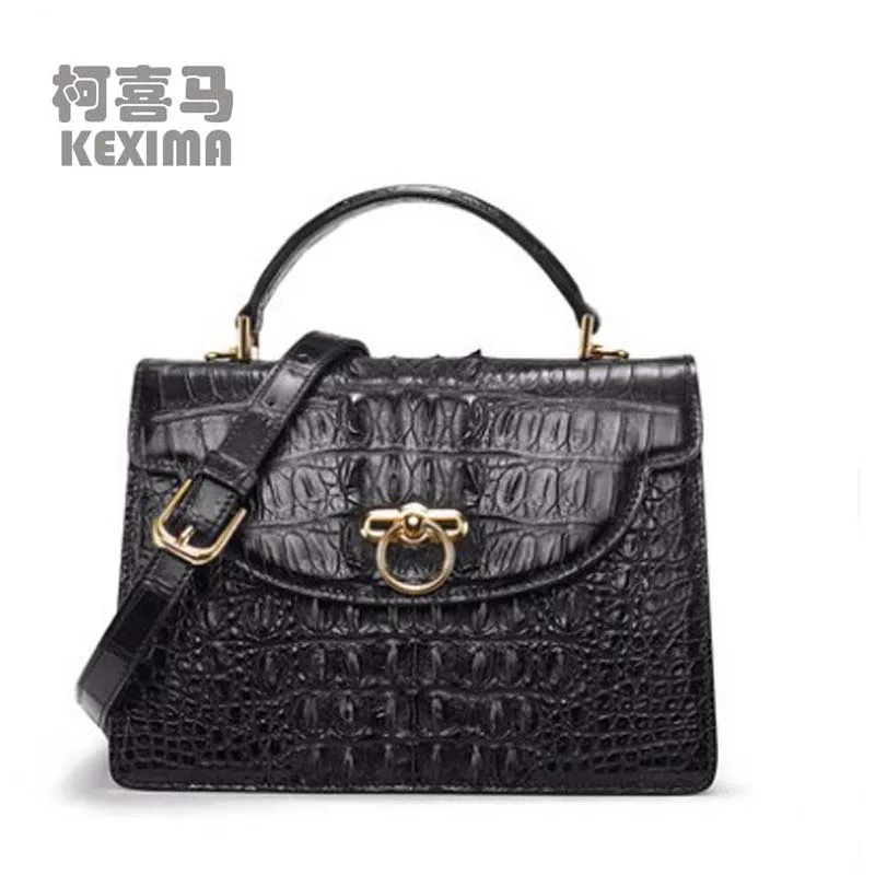 

KEXIMA gete 2022 new new Thai crocodile leather bag for ladies single shoulder bag female handbag personality lock small bag