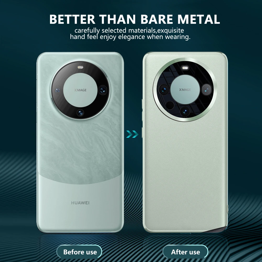 Кожаный чехол для Huawei Mate 60 Pro из натуральной кожи противоударный жесткий защитный