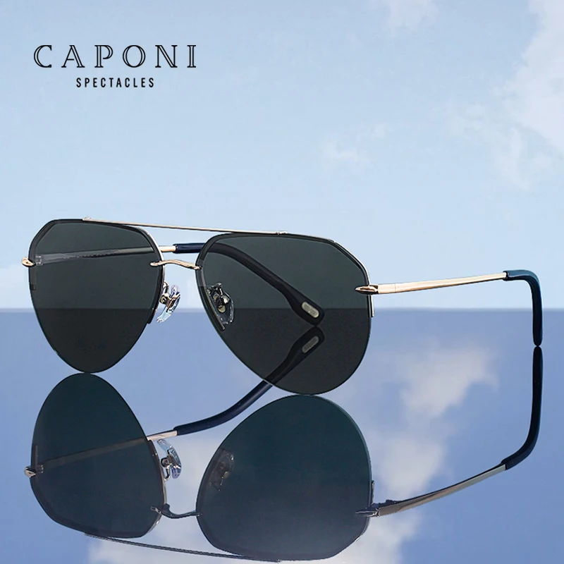CAPONI Fashion Men Sunglasses Original Brand Polarized Nylon Lenses Shades For Driving UV Ray Cut Avation Sun Glasses CP31032