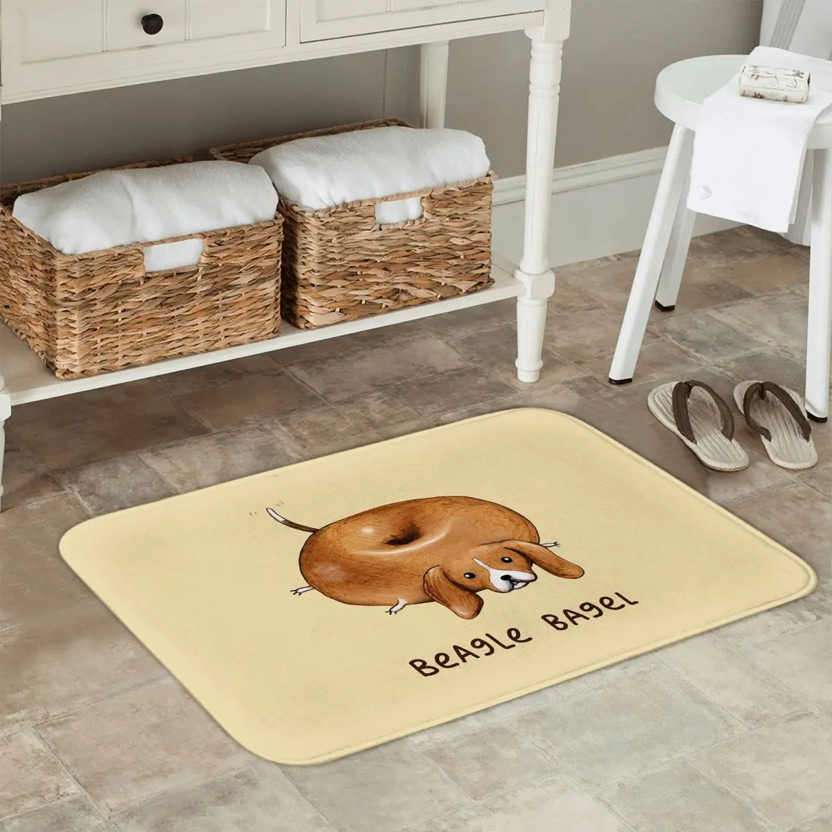 Нескользящий коврик Beagle Bagel напольный впитывающий ковер для кухни входа дома
