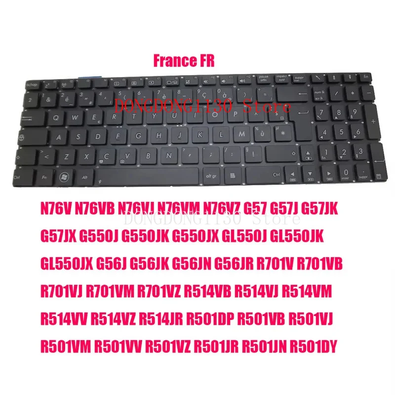 Фото D Клавиатура для ноутбука ASUS N76V N76VB G57 G57J G550J G550JK G56J G56JK R701V R701VB R514VB R514VJ R501DP R501VB BE\CA\FR\US №3