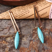classic vintage ethnic turquoises oval shape drop earrings for women gold color bohemian natural stone earring party jewelry